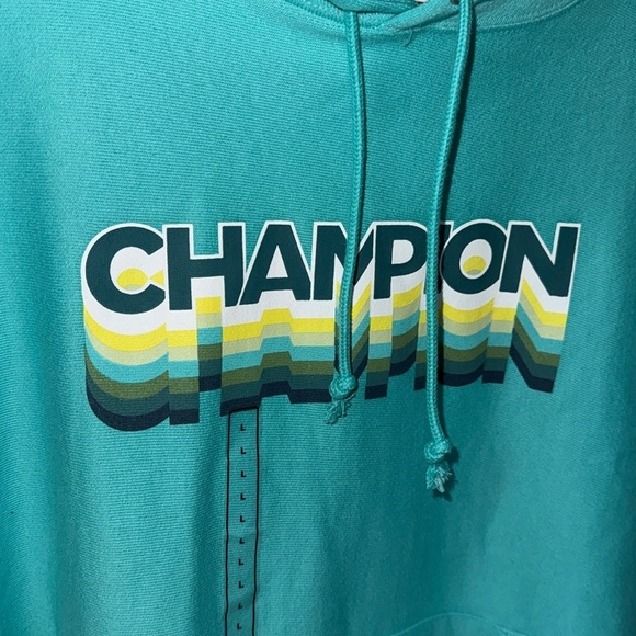 Champion Blue aqua Pullover Hoodie Sweatshirt NEW large unisex reverse weave - Picture 4 of 6